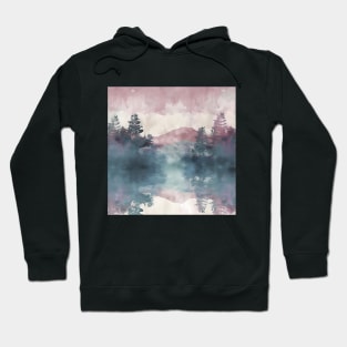 Pastel Colors Painting Of Mountain Trees With Purple Clouds Hoodie